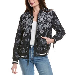 Johnny Was Womens Bomber Jacket, Black